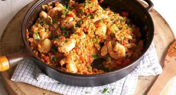 پائلای دریای همراه با برنج و میگو